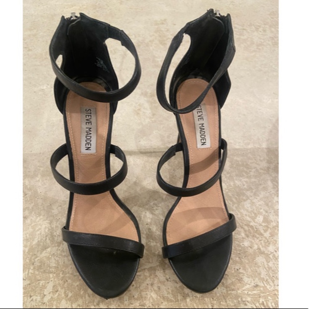 Steve Madden Black Strappy Heels 7.5
